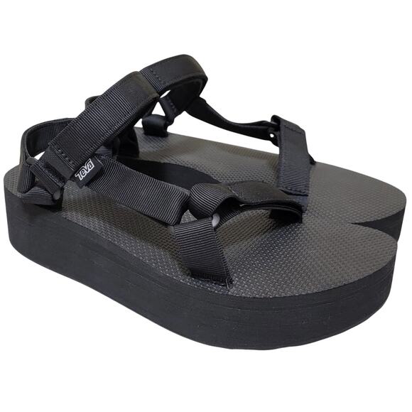 Teva Women Platform Strappy Sandals Flatform Universal Size US 10 Black/Black - Picture 1 of 5